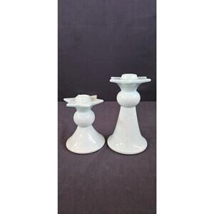 Vintage William KD Star Candle Holders Set of 2 Signed Light Blue